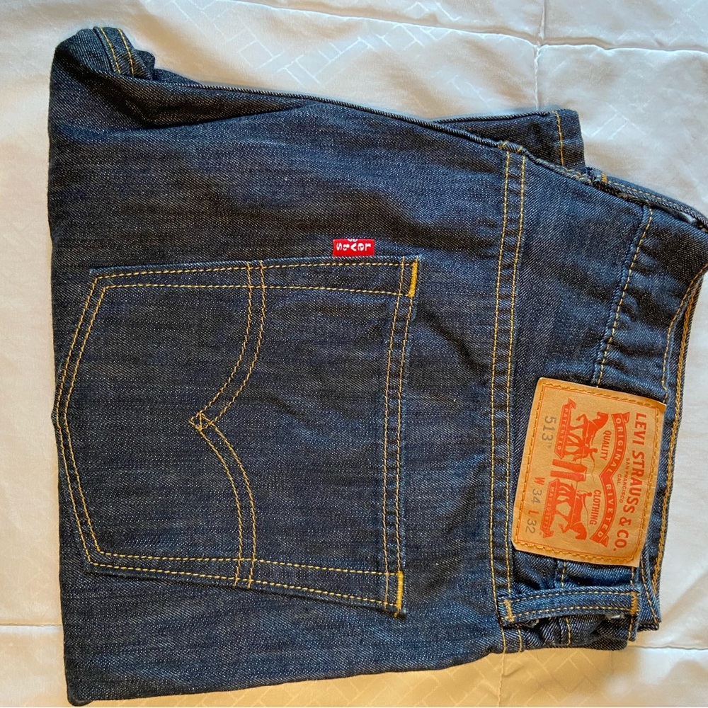 Levi's Blue Slim Straight Jeans with Classic Indigo Wash